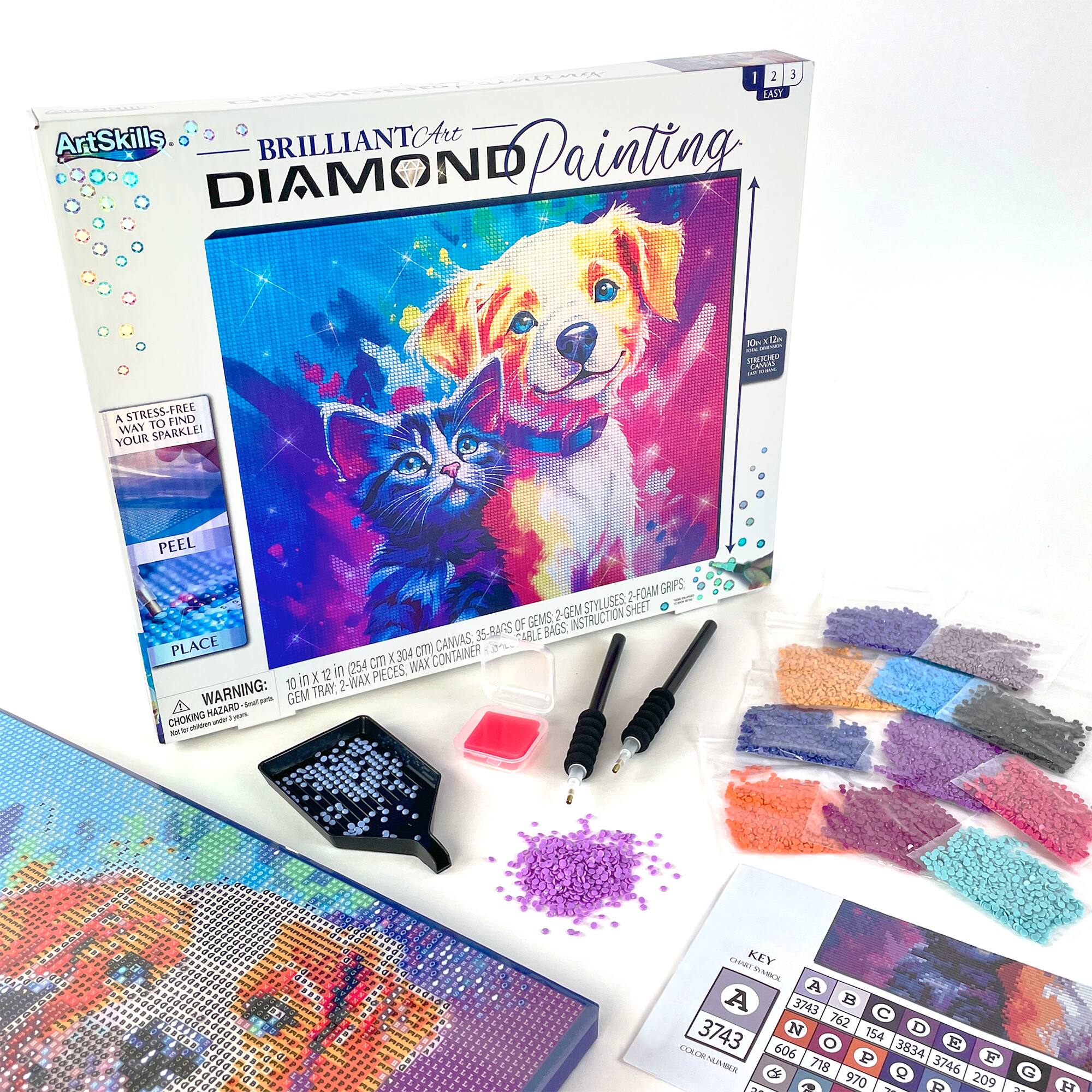 ArtSkills® Brilliant Art Puppy & Kitten Stretched Canvas Diamond Painting Kit